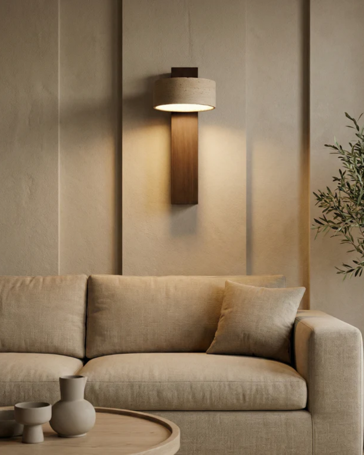 Le Mur Travertin – Elegancka lampa ścienna z trawertynu