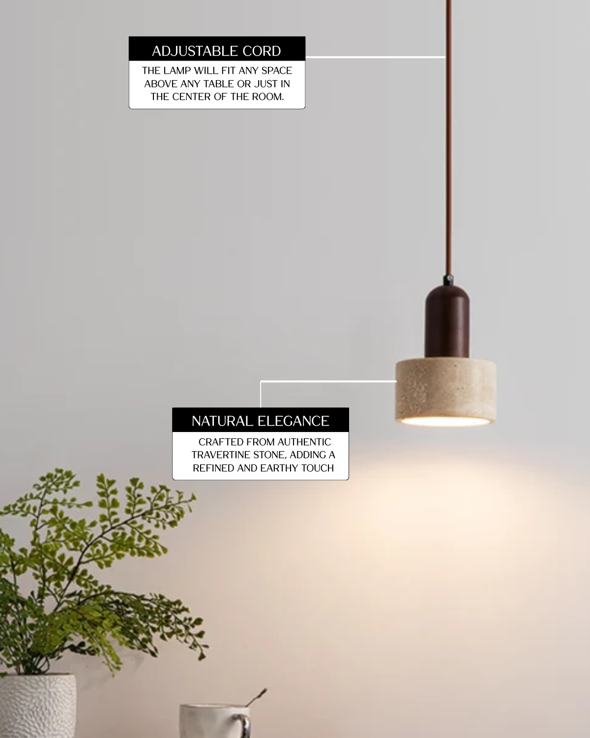 La Pierre – Elegancka lampa wisząca z trawertynu